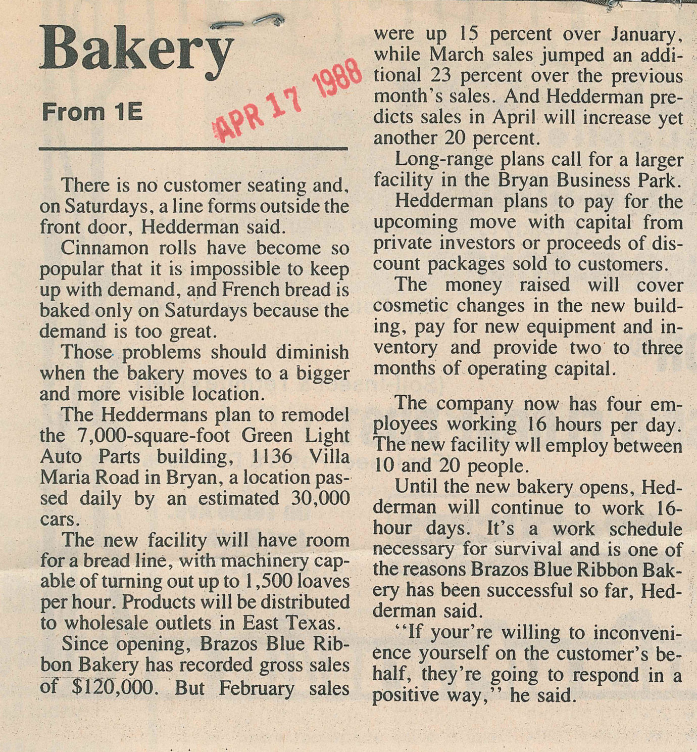 The Eagle Archives: Brazos Blue Ribbon Bakery